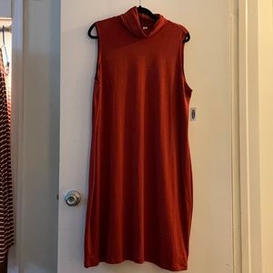 NWT! Burnt orange, sleeveless turtle neck dress